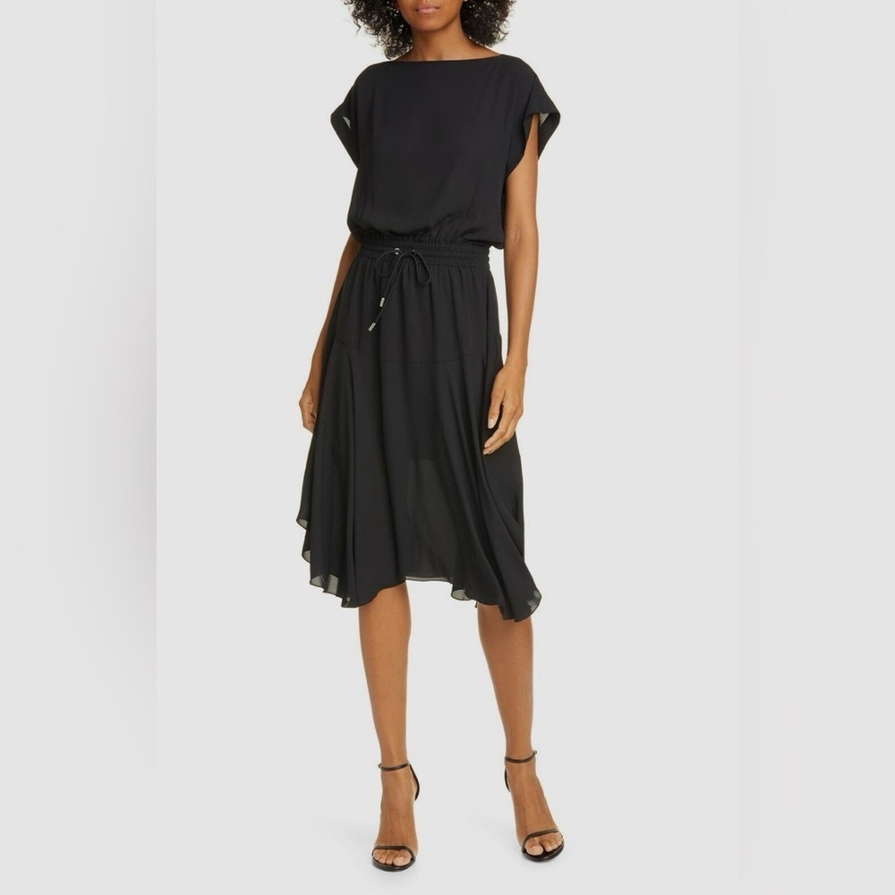 ATM Anthony Thomas Melillo Women Black Fit Flare Short Sleeve Dress Size large